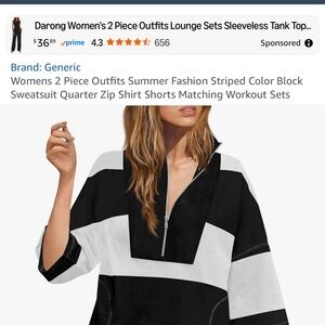 Amazon Women's Black and White and green and white Quarter Zip Pullover